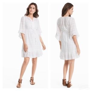 NWT WHBM White 3/4 Ruffle Boho Blouson Dress SZ S